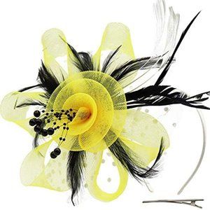 Wheebo Fascinator Flower Feather Net Veil Headband